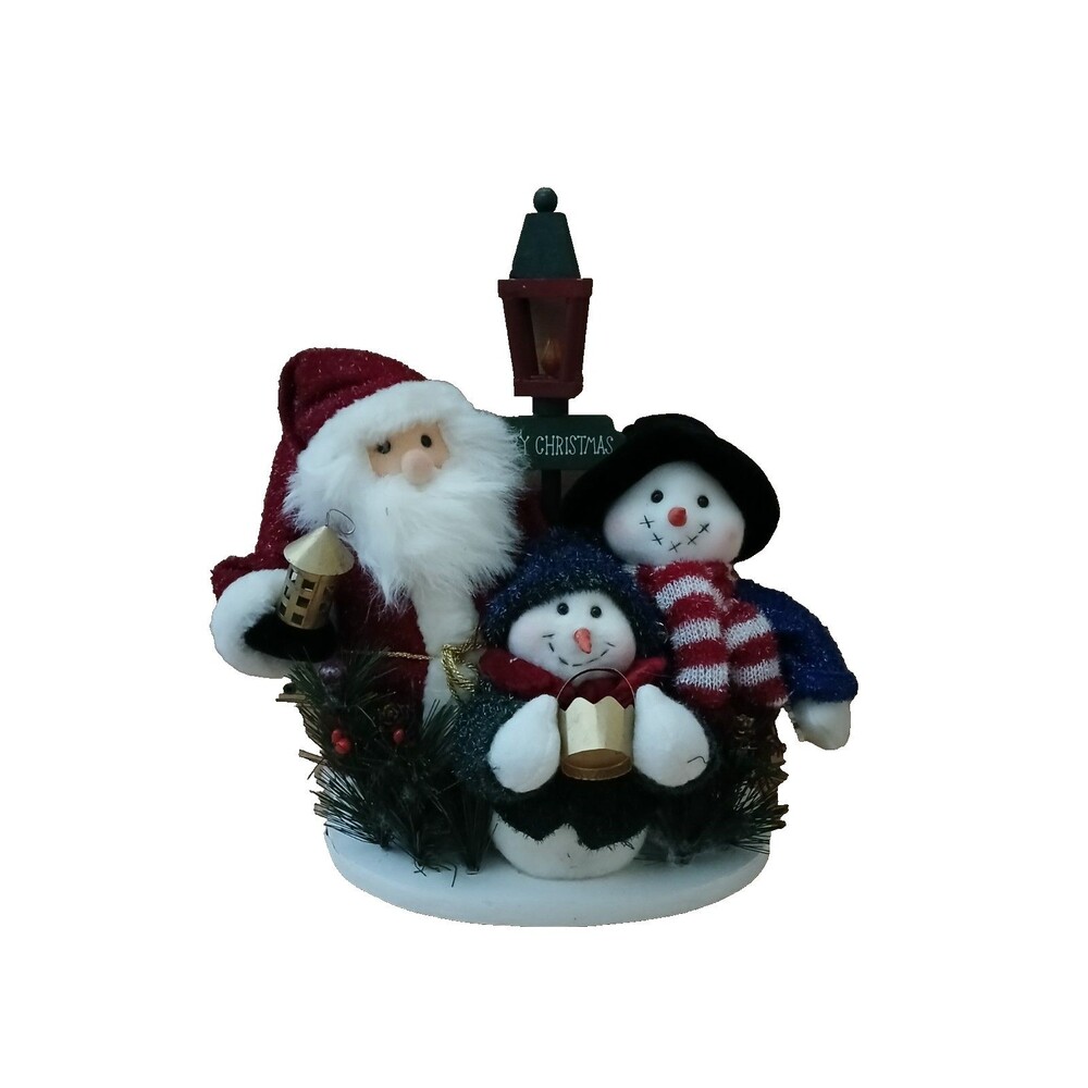 Merry Christmas Stuffed Santa Claus & Snowmen Figurines Holiday Decoration